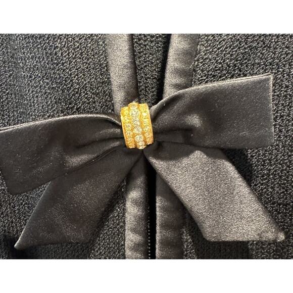 Vintage ST JOHN Santana Knit Evening Top Black Satin Bow Retro Bling Pin Up Glam - Picture 5 of 11